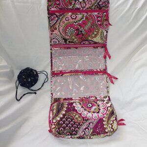 Vera Bradley Pink Paisley 4-Pouch Travel Hanging Bag & Extra Jewelry Organizer